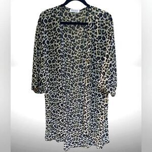 Midi Olive Green and Black Animal Print Kimono